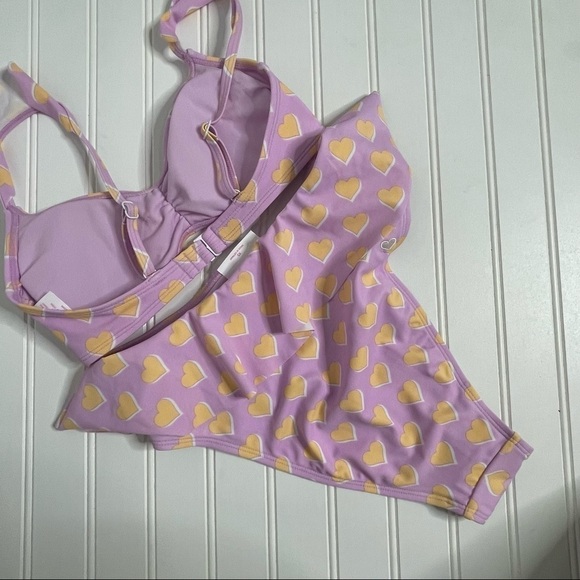 Stoney Clover Lane x Target Women's Flutter Strap Heart Print Bikini XS 127 - Picture 4 of 9